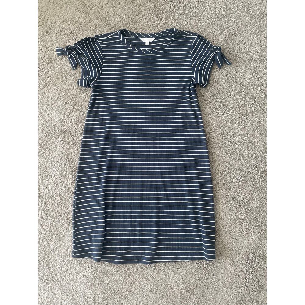 LC Lauren Conrad short sleeves striped shirt dress with tie details Sz M - Picture 10 of 13